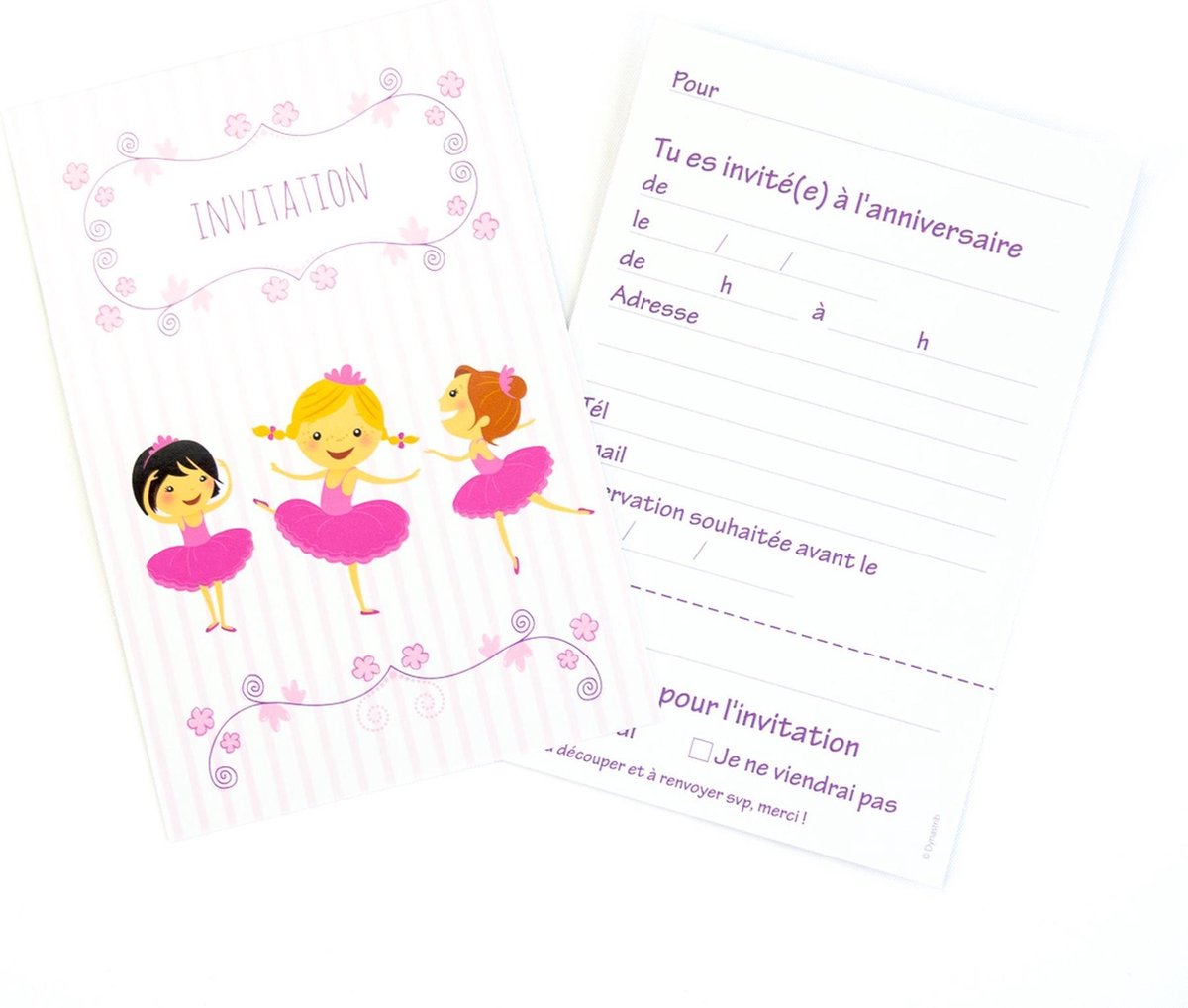 DYNASTRIB - 6 verjaardagsuitnodigingen ballerina - Decoratie > Kaarten